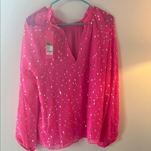 Pink Sequin Long Sleeve Blouse